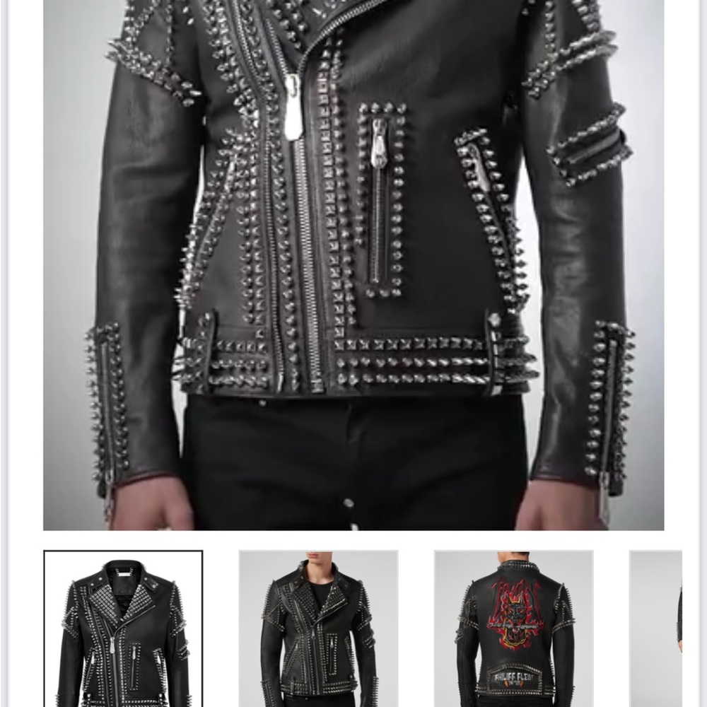 Philipp Plein Men's Biker Studded Jacket Size Medium NEW WITH TAGS - Picture 9 of 11